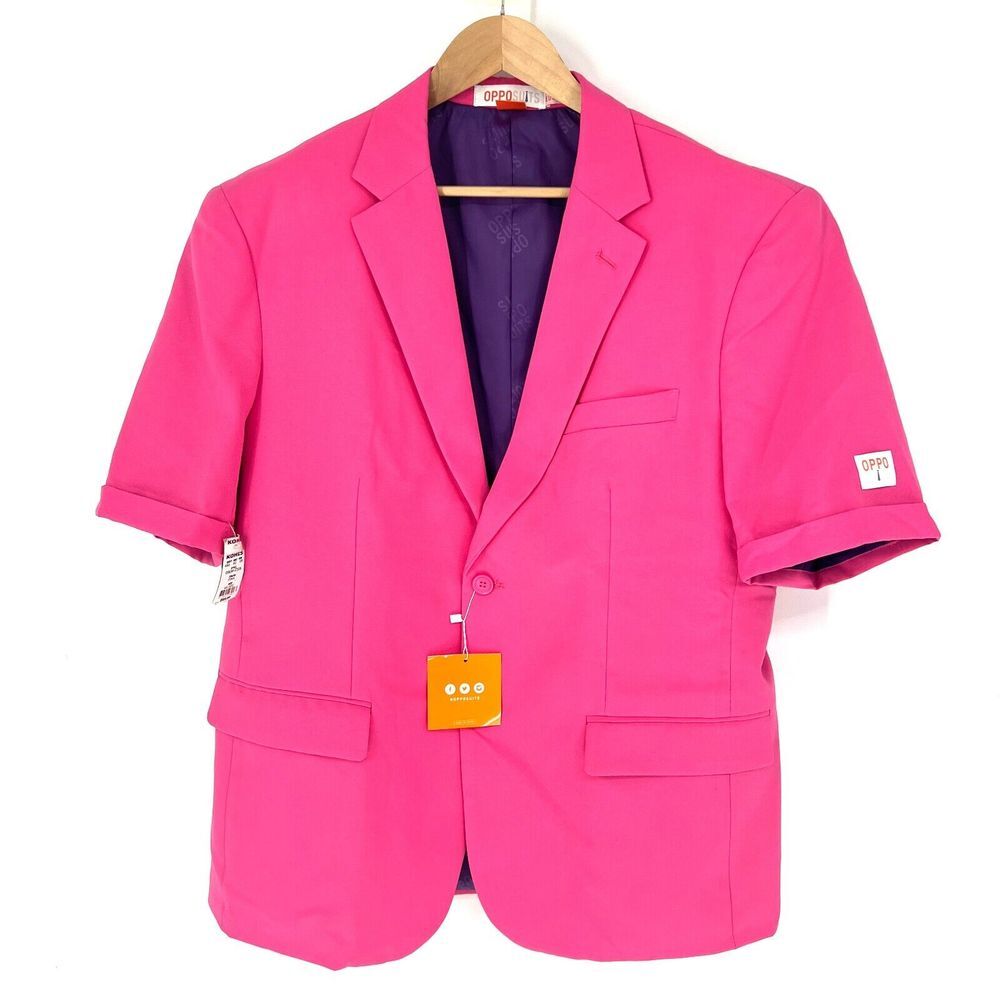 OppoSuits Mens Size‎ 46 Reg Blazer Pink Summer Suits Outfits Short Sleeve NWT